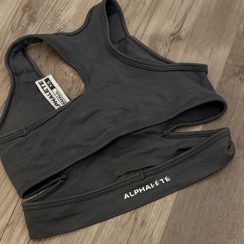 Alphalete Charcoal Ribbed Racerback Sports Bra